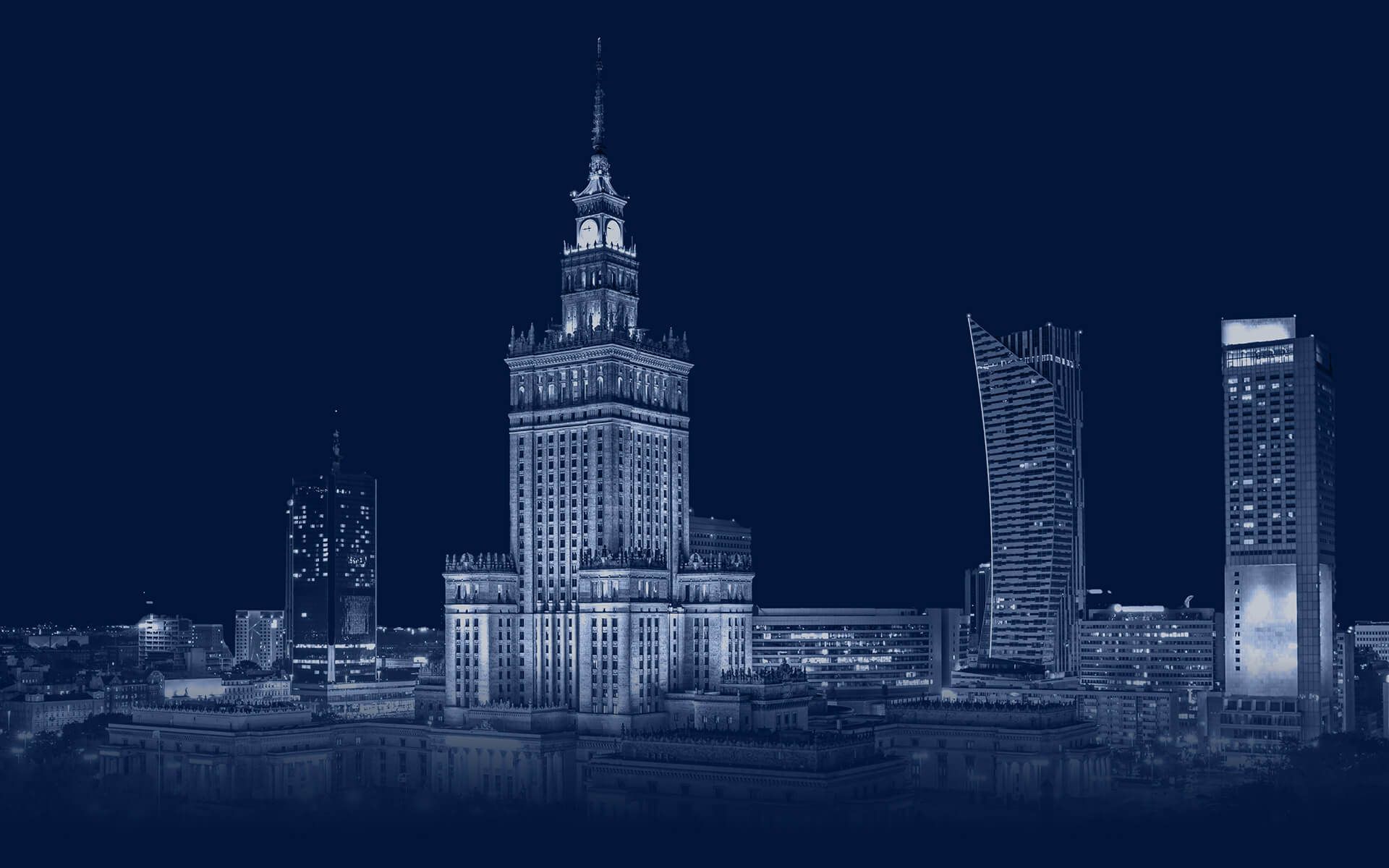 Panorama centrum Warszawy nocą